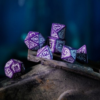 Starfinder Devastation Ark kauliukų rinkinys violetinės ir baltos spalvos